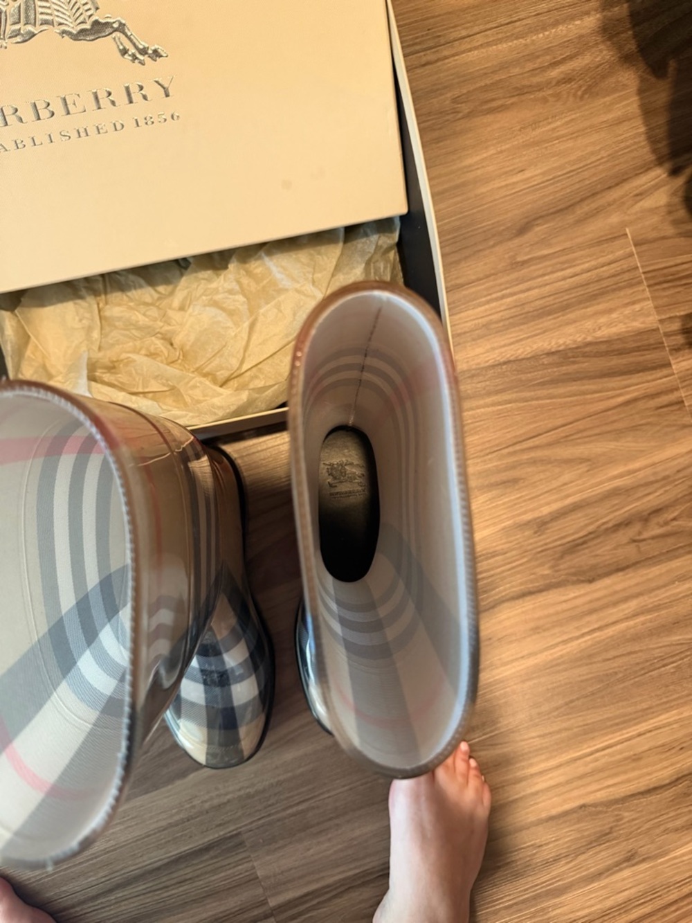 NWB Authentic Burberry Nova Check Plaid Rain Boots Size 6 (36) - Picture 4 of 7